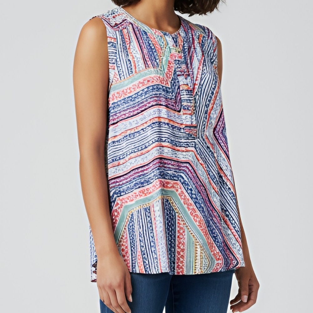 Maeve Anthropologie Sleeveless Henley Top, Multicolor – Size L